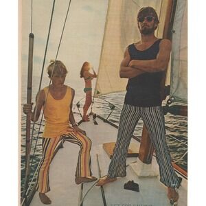 1969 Sailing Fashion Catalina Martin Landlubber Vintage Print Ad Boho Stripes